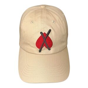 Tan Cap with Red and Black Embroidery
